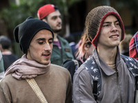 Pedestrians are facing a freezing winter morning on Avenida Paulista in Sao Paulo, on July 01, 2024. (