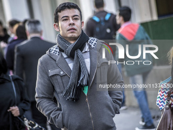 Pedestrians are facing a freezing winter morning on Avenida Paulista in Sao Paulo, on July 01, 2024. (