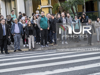 Pedestrians are facing a freezing winter morning on Avenida Paulista in Sao Paulo, on July 01, 2024. (