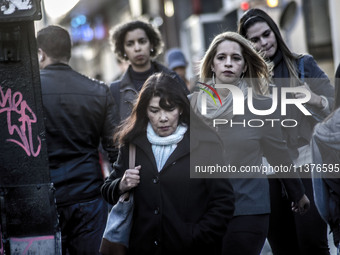 Pedestrians are facing a freezing winter morning on Avenida Paulista in Sao Paulo, on July 01, 2024. (