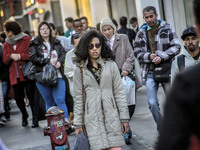 Pedestrians are facing a freezing winter morning on Avenida Paulista in Sao Paulo, on July 01, 2024. (