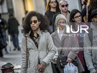 Pedestrians are facing a freezing winter morning on Avenida Paulista in Sao Paulo, on July 01, 2024. (