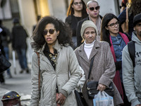 Pedestrians are facing a freezing winter morning on Avenida Paulista in Sao Paulo, on July 01, 2024. (