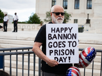 Trump opponent Bill Christeson, a DC-area resident, demonstrates at the U. S. Supreme Court as it issues the last remaining opinions of the...