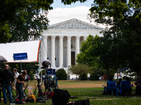 News outlets stage in front of the U. S. Supreme Court as it issues the last remaining opinions of the term, including a decision on Donald...