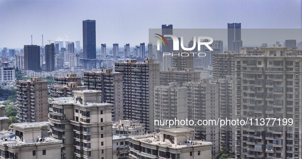 A photo is showing residential buildings in Huai'an, China, on July 1, 2024. 