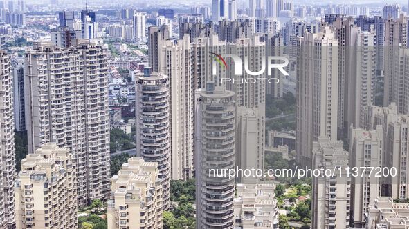 A photo is showing residential buildings in Huai'an, China, on July 1, 2024. 