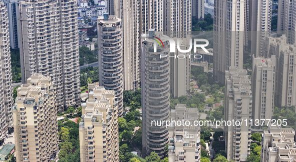 A photo is showing residential buildings in Huai'an, China, on July 1, 2024. 