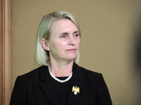 US Ambassador to Ukraine Bridget A. Brink is attending a briefing during the visit of the bipartisan delegation from the US House of Represe...