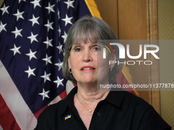 US Congresswoman Betty McCollum is attending a briefing during the visit of the bipartisan delegation from the US House of Representatives i...