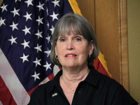 US Congresswoman Betty McCollum is attending a briefing during the visit of the bipartisan delegation from the US House of Representatives i...