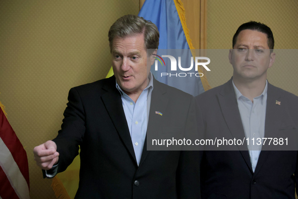 Mike Turner, Chairman of the House Permanent Select Committee on Intelligence, and US Congressman Tony Gonzales are attending a briefing dur...