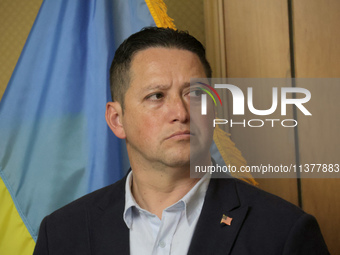 US Congressman Tony Gonzales is attending a briefing during the visit of the bipartisan delegation from the US House of Representatives in K...