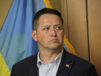 US Congressman Tony Gonzales is attending a briefing during the visit of the bipartisan delegation from the US House of Representatives in K...