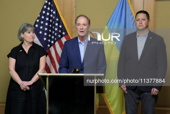 US Congresswoman Betty McCollum, US Congressmen John Joyce, and Tony Gonzales (L to R) are attending a briefing during the visit of the bipa...