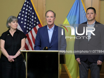 US Congresswoman Betty McCollum, US Congressmen John Joyce, and Tony Gonzales (L to R) are attending a briefing during the visit of the bipa...