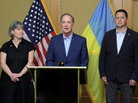 US Congresswoman Betty McCollum, US Congressmen John Joyce, and Tony Gonzales (L to R) are attending a briefing during the visit of the bipa...