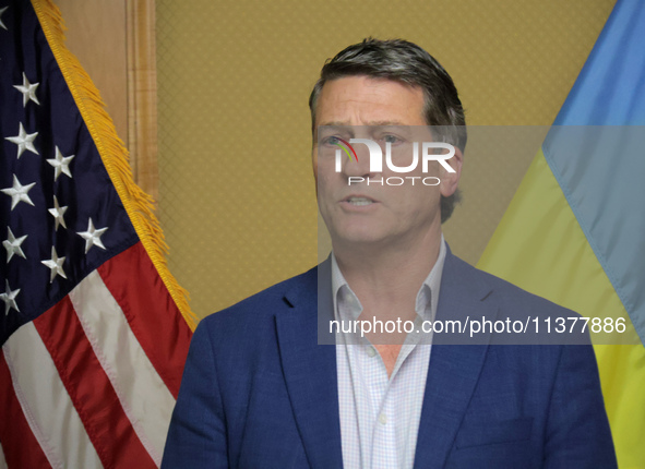 US Congressman Ronny Jackson is attending a briefing during the visit of the bipartisan delegation from the US House of Representatives in K...