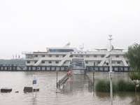 Water levels in the Nanjing section of the Yangtze River are rising above the warning line in Nanjing, Jiangsu province, China, on July 2, 2...