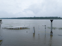 Water levels in the Nanjing section of the Yangtze River are rising above the warning line in Nanjing, Jiangsu province, China, on July 2, 2...