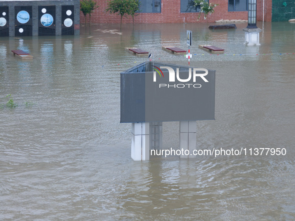 Water levels in the Nanjing section of the Yangtze River are rising above the warning line in Nanjing, Jiangsu province, China, on July 2, 2...