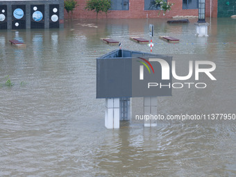 Water levels in the Nanjing section of the Yangtze River are rising above the warning line in Nanjing, Jiangsu province, China, on July 2, 2...