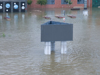 Water levels in the Nanjing section of the Yangtze River are rising above the warning line in Nanjing, Jiangsu province, China, on July 2, 2...