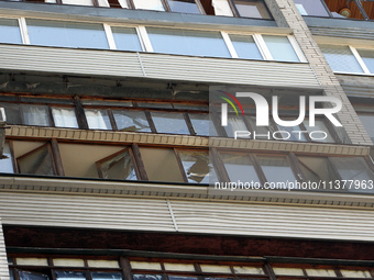 Knocked-out windows are being seen in a block of flats after a recent Russian missile attack in Dnipro, Ukraine, on July 1, 2024. Russia is...