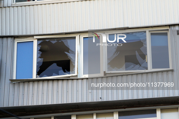 Knocked-out windows are being seen in a block of flats after a recent Russian missile attack in Dnipro, Ukraine, on July 1, 2024. Russia is...