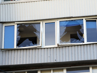 Knocked-out windows are being seen in a block of flats after a recent Russian missile attack in Dnipro, Ukraine, on July 1, 2024. Russia is...