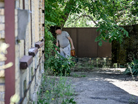 A local man is being pictured in the rural settlement of Stepnohirsk, Ukraine, on June 28, 2024, which is being shelled daily by Russian tro...