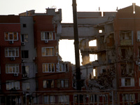 The apartment block hit by a Russian missile on June 28 is being seen during a response effort in Dnipro, Ukraine, on June 30, 2024. NO USE...