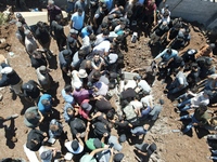 Syrians participated in the funeral of a man killed during clashes with Turkish forces in Afrin, northern Syria, on July 2, 2024. Four peopl...