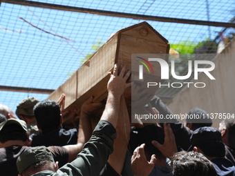 Syrians participated in the funeral of a man killed during clashes with Turkish forces in Afrin, northern Syria, on July 2, 2024. Four peopl...