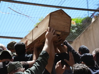 Syrians participated in the funeral of a man killed during clashes with Turkish forces in Afrin, northern Syria, on July 2, 2024. Four peopl...