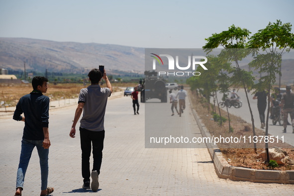 Syrians participated in the funeral of a man killed during clashes with Turkish forces in Afrin, northern Syria, on July 2, 2024. Four peopl...