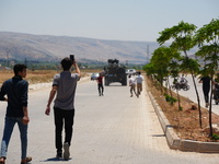 Syrians participated in the funeral of a man killed during clashes with Turkish forces in Afrin, northern Syria, on July 2, 2024. Four peopl...