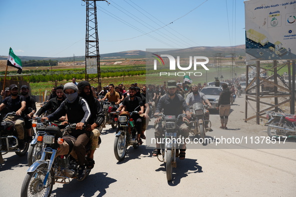 Syrians participated in the funeral of a man killed during clashes with Turkish forces in Afrin, northern Syria, on July 2, 2024. Four peopl...