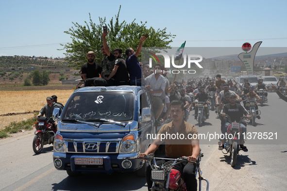 Syrians participated in the funeral of a man killed during clashes with Turkish forces in Afrin, northern Syria, on July 2, 2024. Four peopl...