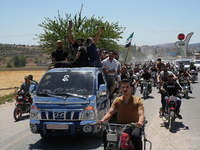 Syrians participated in the funeral of a man killed during clashes with Turkish forces in Afrin, northern Syria, on July 2, 2024. Four peopl...