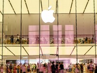 People are experiencing Apple products at an Apple product store in Hangzhou, China, on June 18, 2024. On July 2, 2024, Apple's Vision Pro s...