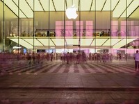 People are experiencing Apple products at an Apple product store in Hangzhou, China, on June 18, 2024. On July 2, 2024, Apple's Vision Pro s...