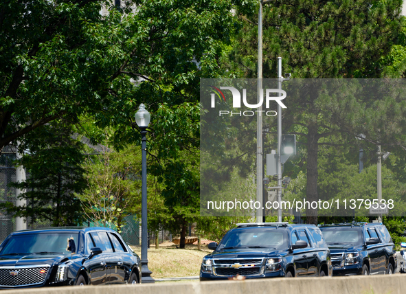 President Biden's motorcade is triggering an automatic red light traffic camera in Washington, DC, on July 2, 2024, one day after the Suprem...