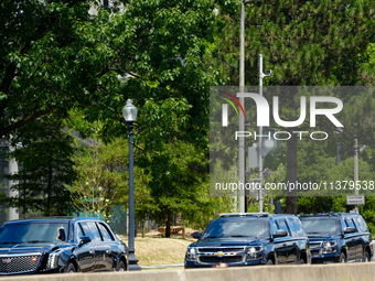 President Biden's motorcade is triggering an automatic red light traffic camera in Washington, DC, on July 2, 2024, one day after the Suprem...