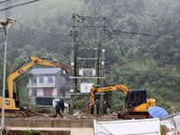 A line is being repaired in Si'an village, Rongan County, Liuzhou City, South China's Guangxi Zhuang Autonomous region, on July 2, 2024. (