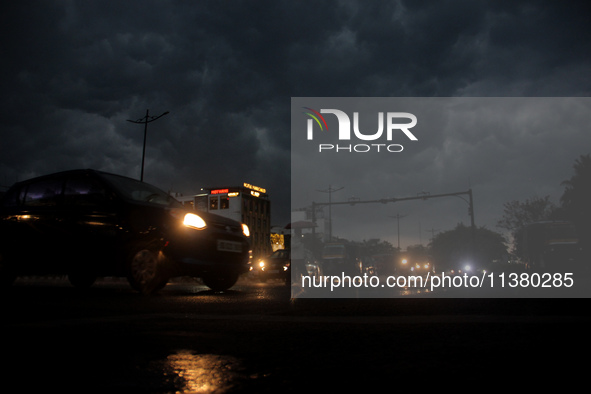 Monsoon rain clouds hover in the sky before a downpour in Bhubaneswar, the capital city of Odisha, an eastern Indian state. The monsoon has...