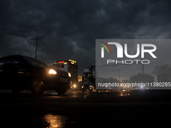 Monsoon rain clouds hover in the sky before a downpour in Bhubaneswar, the capital city of Odisha, an eastern Indian state. The monsoon has...