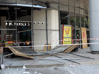 A shopping mall is being damaged by the Russian missile strike in Dnipro, Ukraine, on July 3, 2024. At least five people are being killed an...