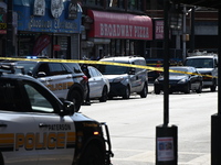 Paterson police are investigating the crime scene. Two people are being shot in Paterson, New Jersey, United States, on July 3, 2024, Wednes...