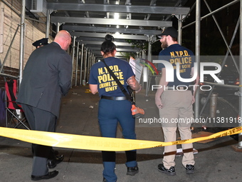 The New York City Police Department Crime Scene Unit and detectives are investigating the incident in Bronx, New York, United States, on Jul...